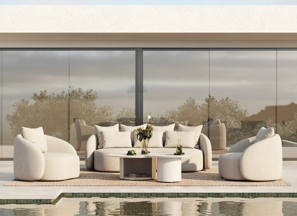 Tabarca - Outdoor Beige Fabric 3 Seat Sofa