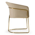 Renfew - Modern Beige Vegan Leather + Champagne Gold Dining Chair