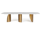Reynold - Glam Faux Marble + Gold Stainless Steel Dining Table