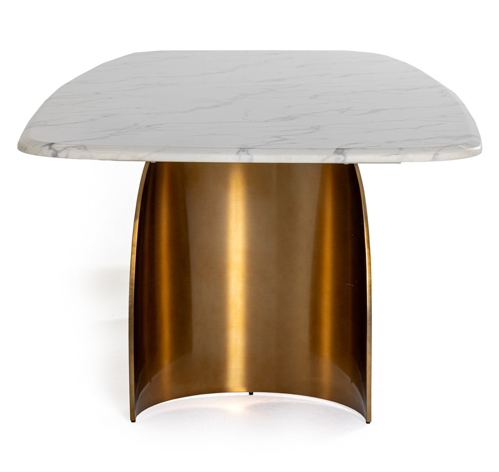 Reynold - Glam Faux Marble + Gold Stainless Steel Dining Table