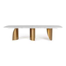 Reynold - Glam Faux Marble + Gold Stainless Steel Dining Table
