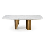 Reynold - Glam Faux Marble + Gold Stainless Steel 94 - Inch Dining Table