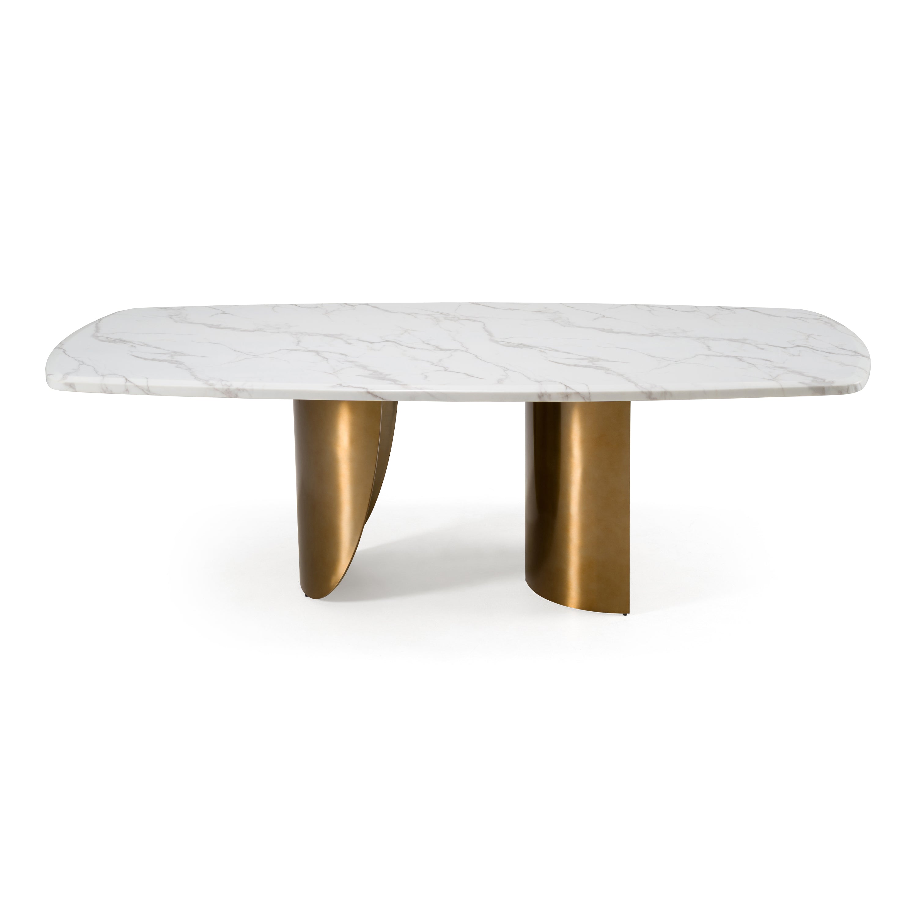 Reynold - Glam Faux Marble + Gold Stainless Steel 94 - Inch Dining Table