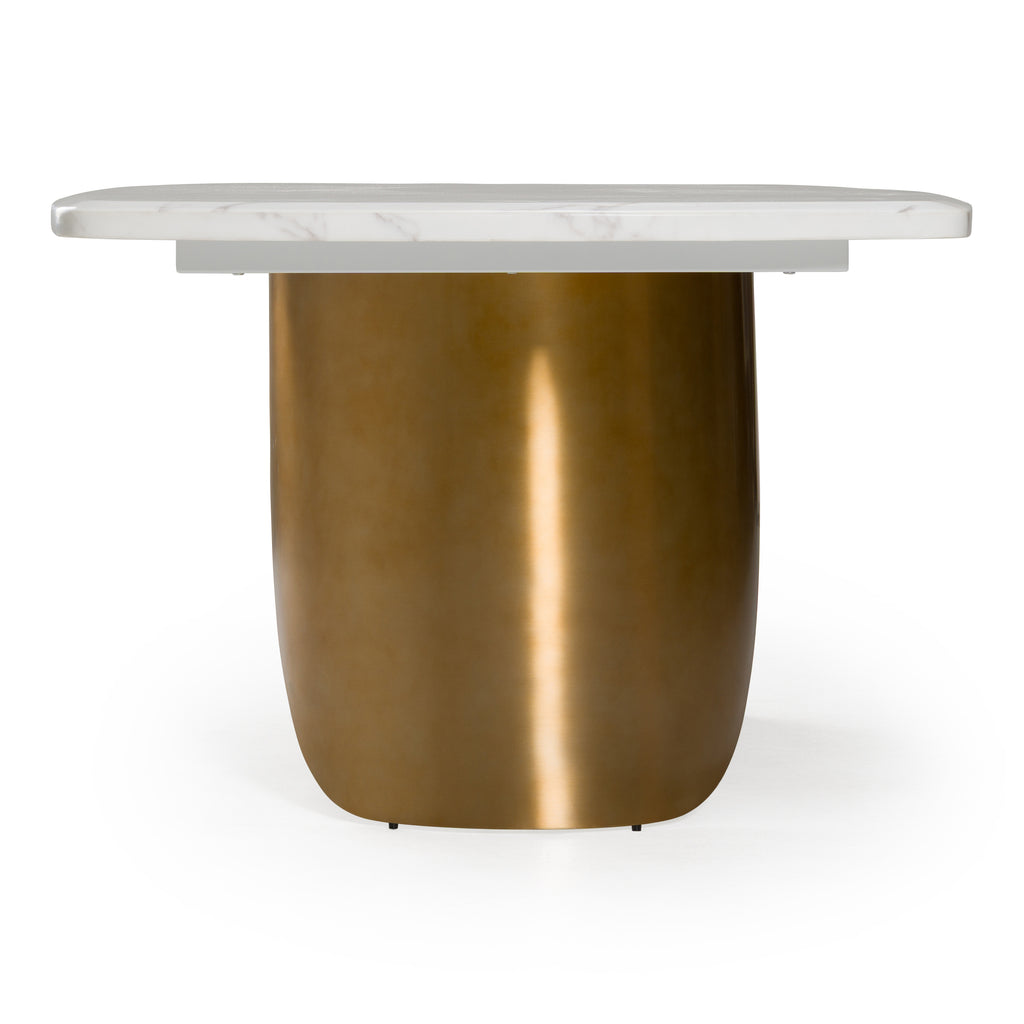 Reynold - Glam Faux Marble + Gold Stainless Steel 94 - Inch Dining Table