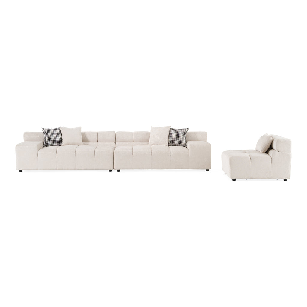 Rhonda - Modern Ivory Beige Fabric Modular Sectional Sofa