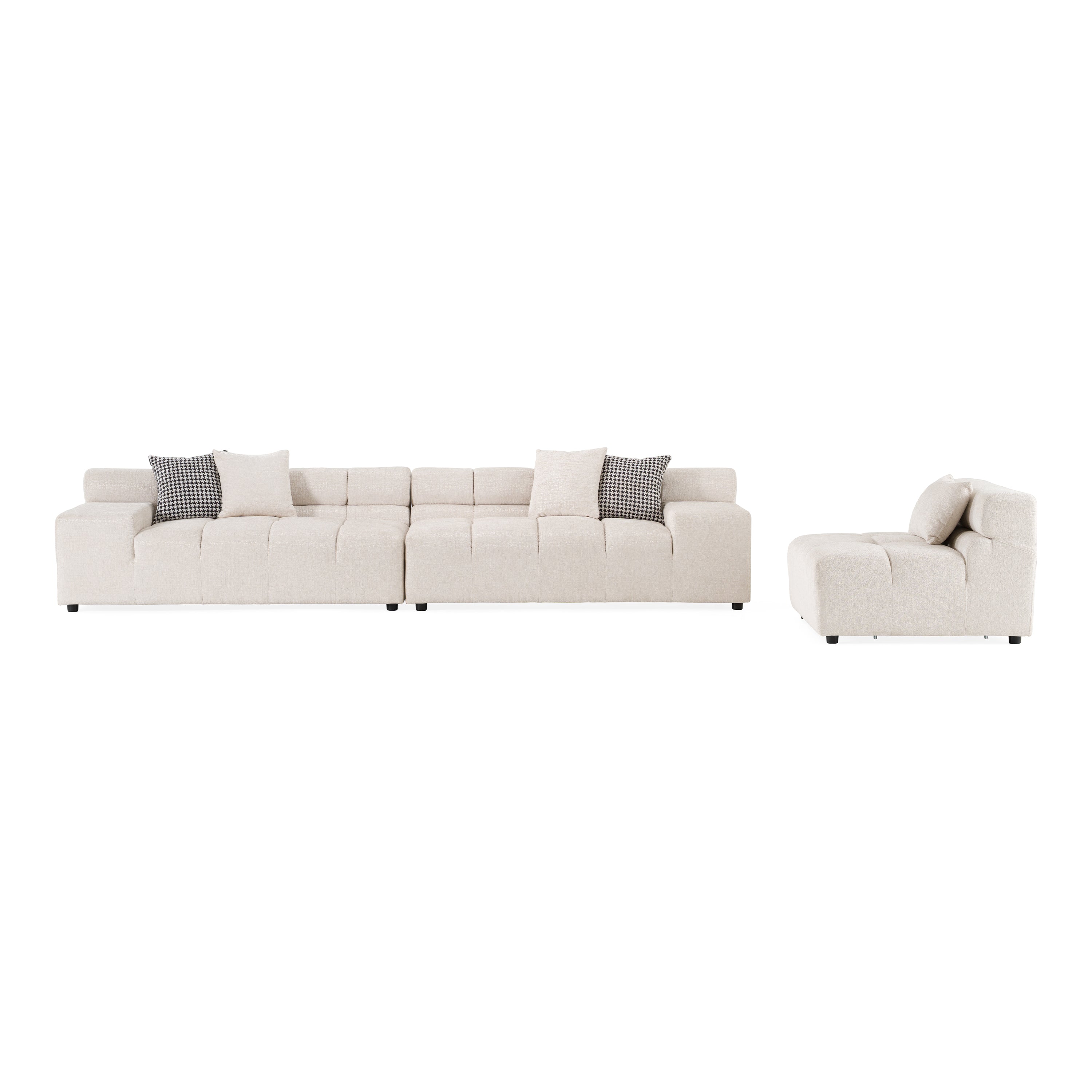 Rhonda - Modern Ivory Beige Fabric Modular Sectional Sofa