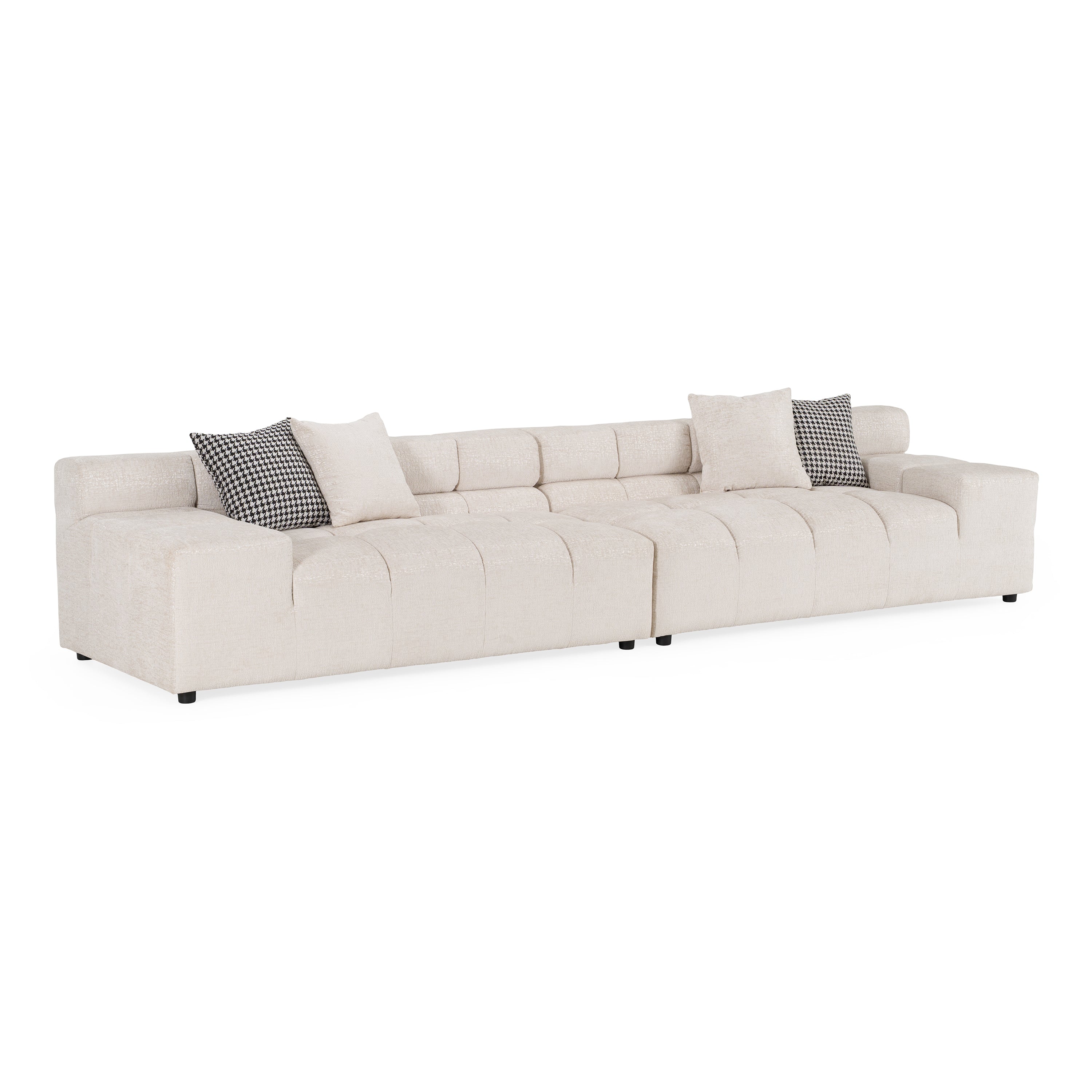 Rhonda - Modern Ivory Beige Fabric Modular Sectional Sofa