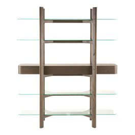 Rinaldi - Mid-Century Modern Grey Ash + Glass Bookshelf