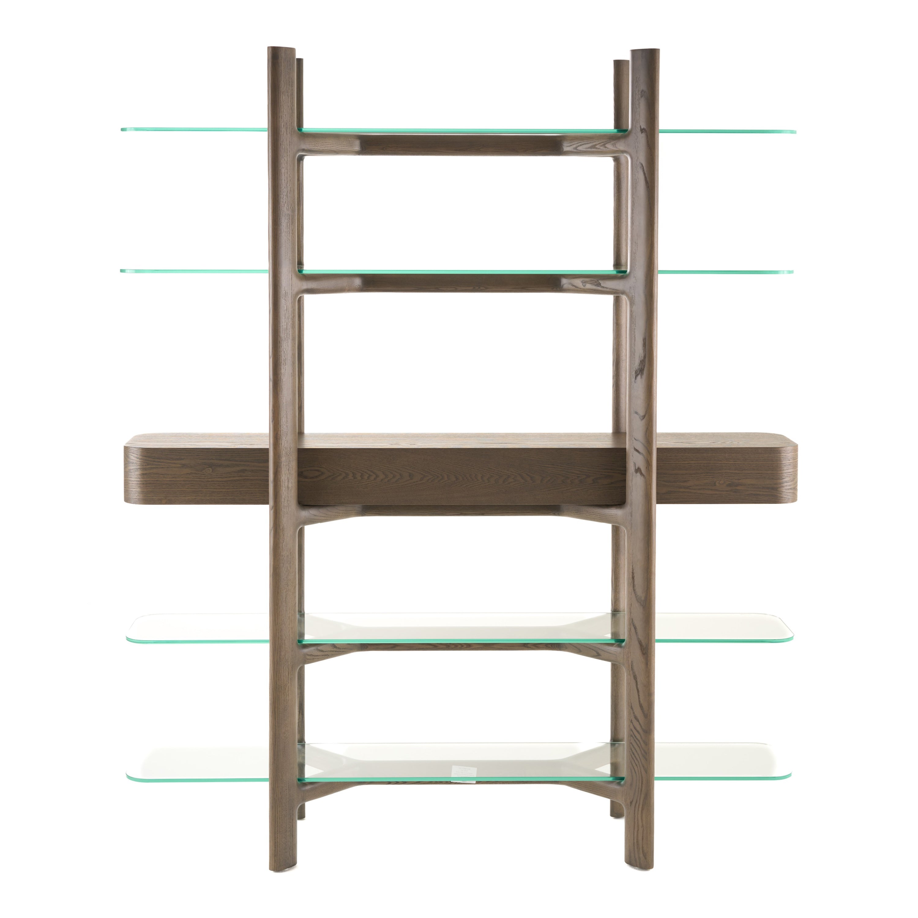 Rinaldi - Mid-Century Modern Grey Ash + Glass Bookshelf