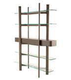 Rinaldi - Mid-Century Modern Grey Ash + Glass Bookshelf
