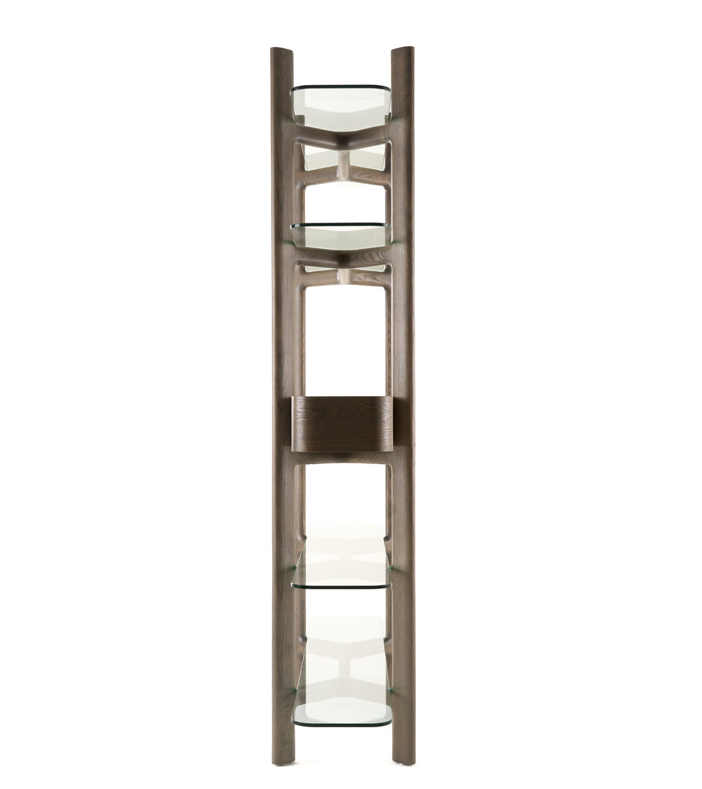 Rinaldi - Mid-Century Modern Grey Ash + Glass Bookshelf