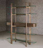 Rinaldi - Mid-Century Modern Grey Ash + Glass Bookshelf