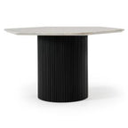 Rivas - Modern White Marble + Black Hex Dining Table