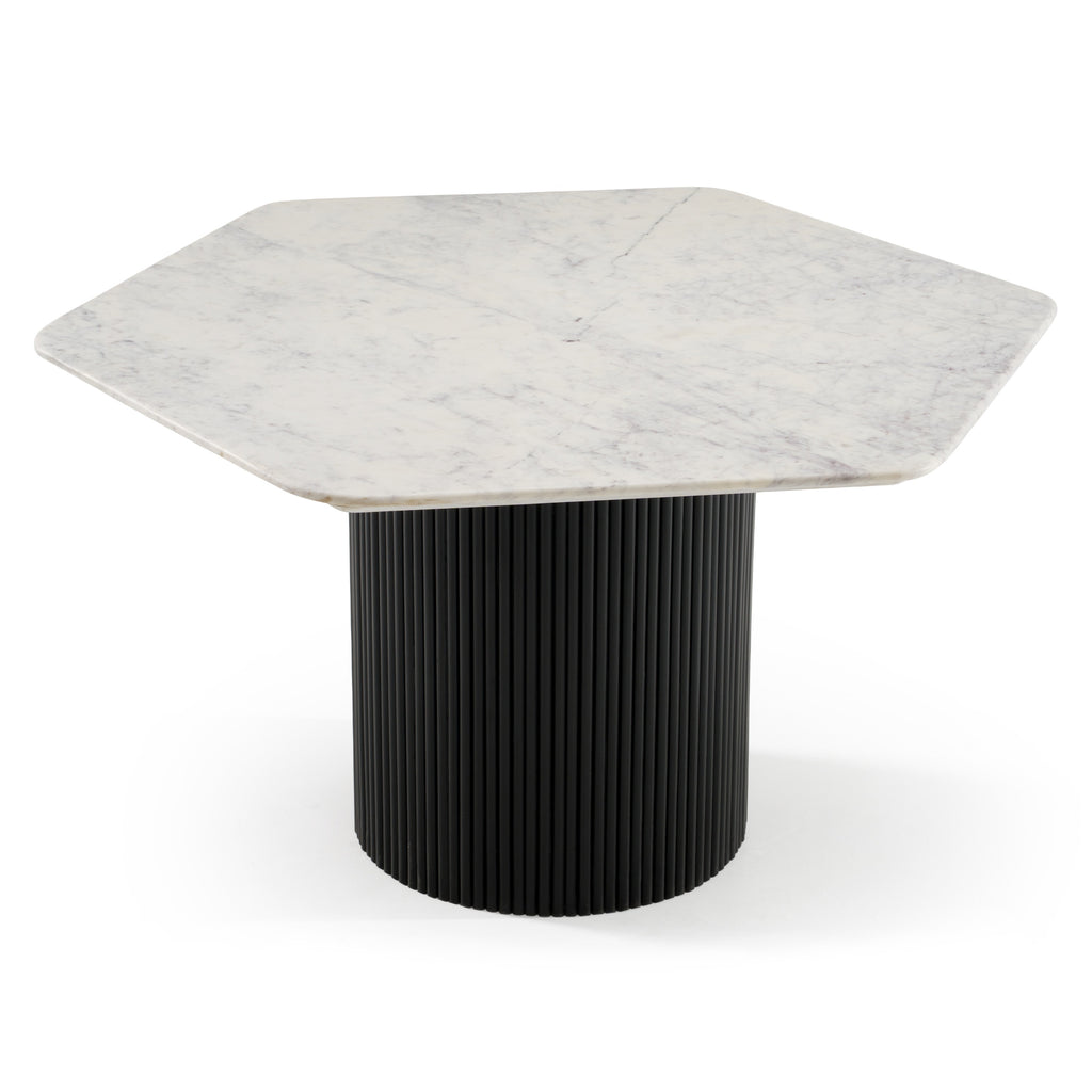 Rivas - Modern White Marble + Black Hex Dining Table