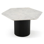 Rivas - Modern White Marble + Black Hex Dining Table