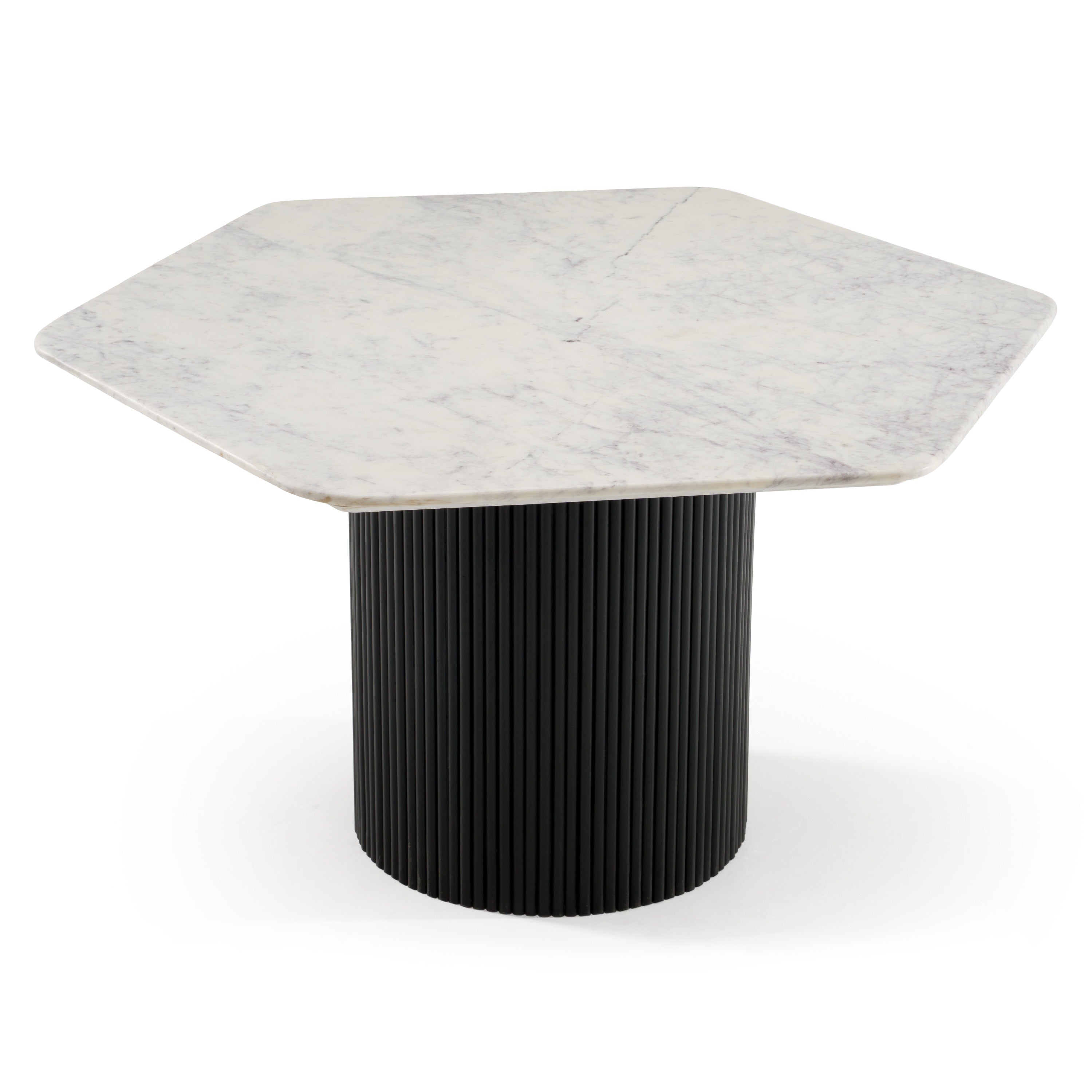Rivas - Modern White Marble + Black Hex Dining Table