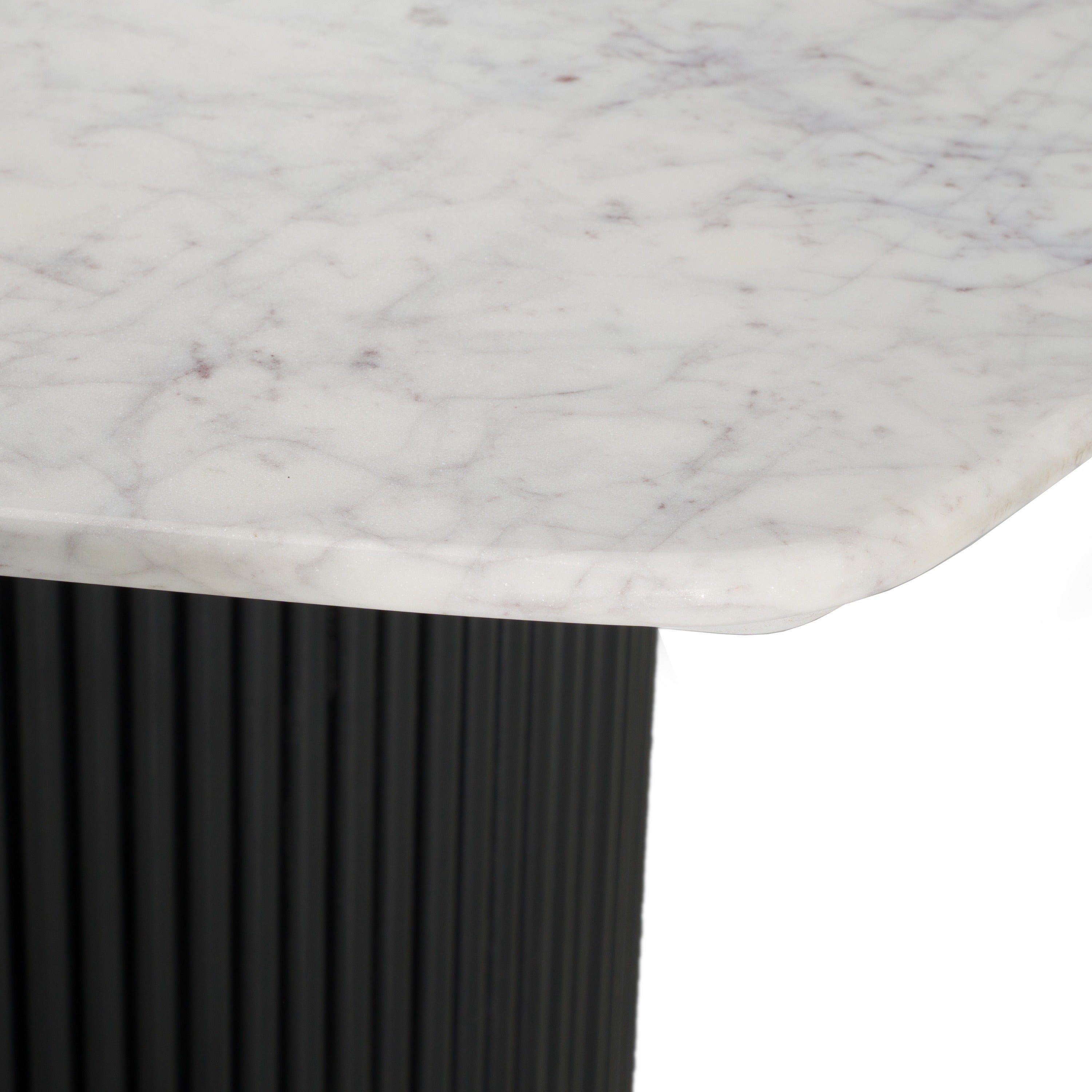 Rivas - Modern White Marble + Black Hex Dining Table