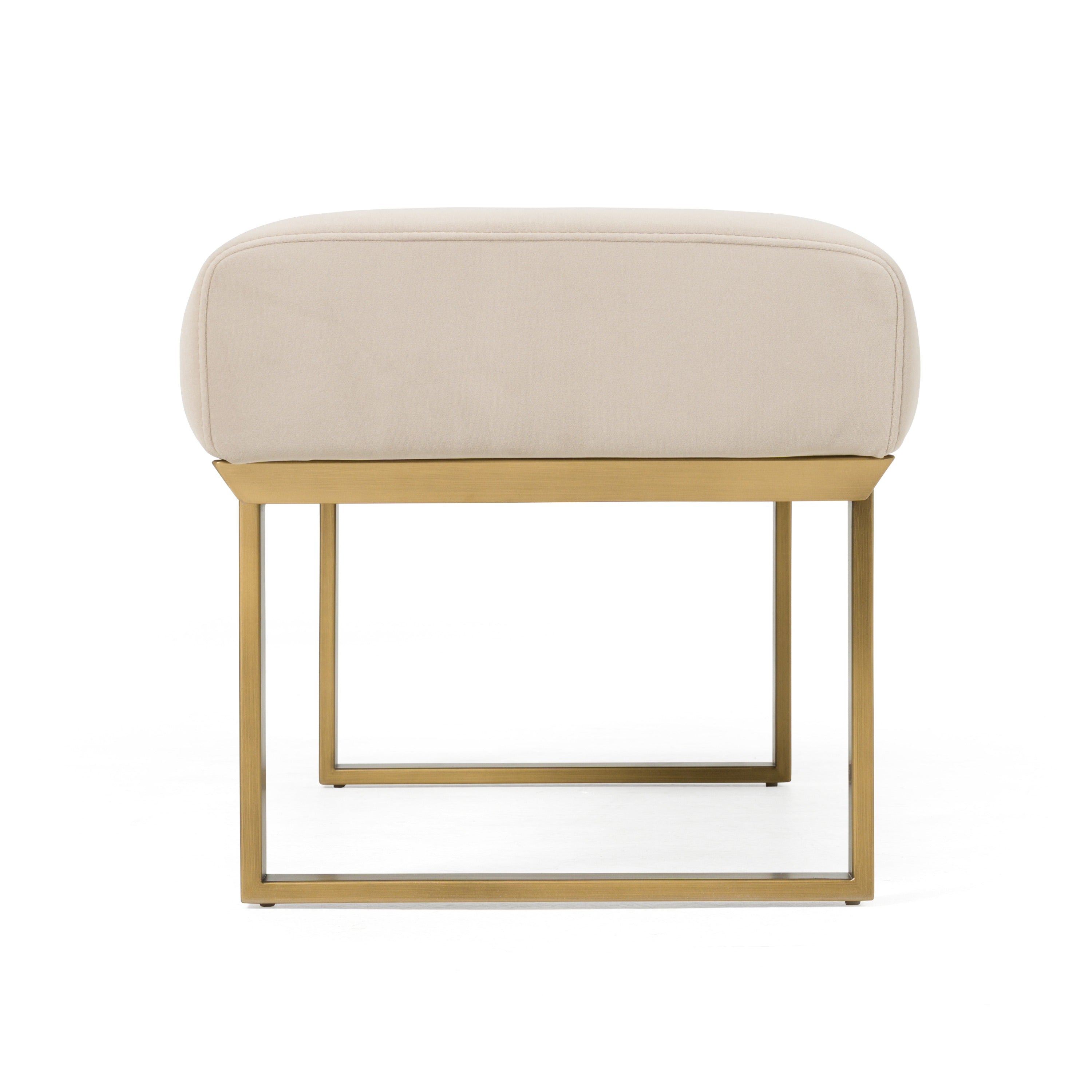 Robles - Modern Beige Fabric + Antique Brass Dining Bench