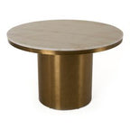 Rocky - Glam White Marble & Brush Gold Round Dining Table