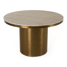 Rocky - Glam White Marble & Brush Gold Round Dining Table