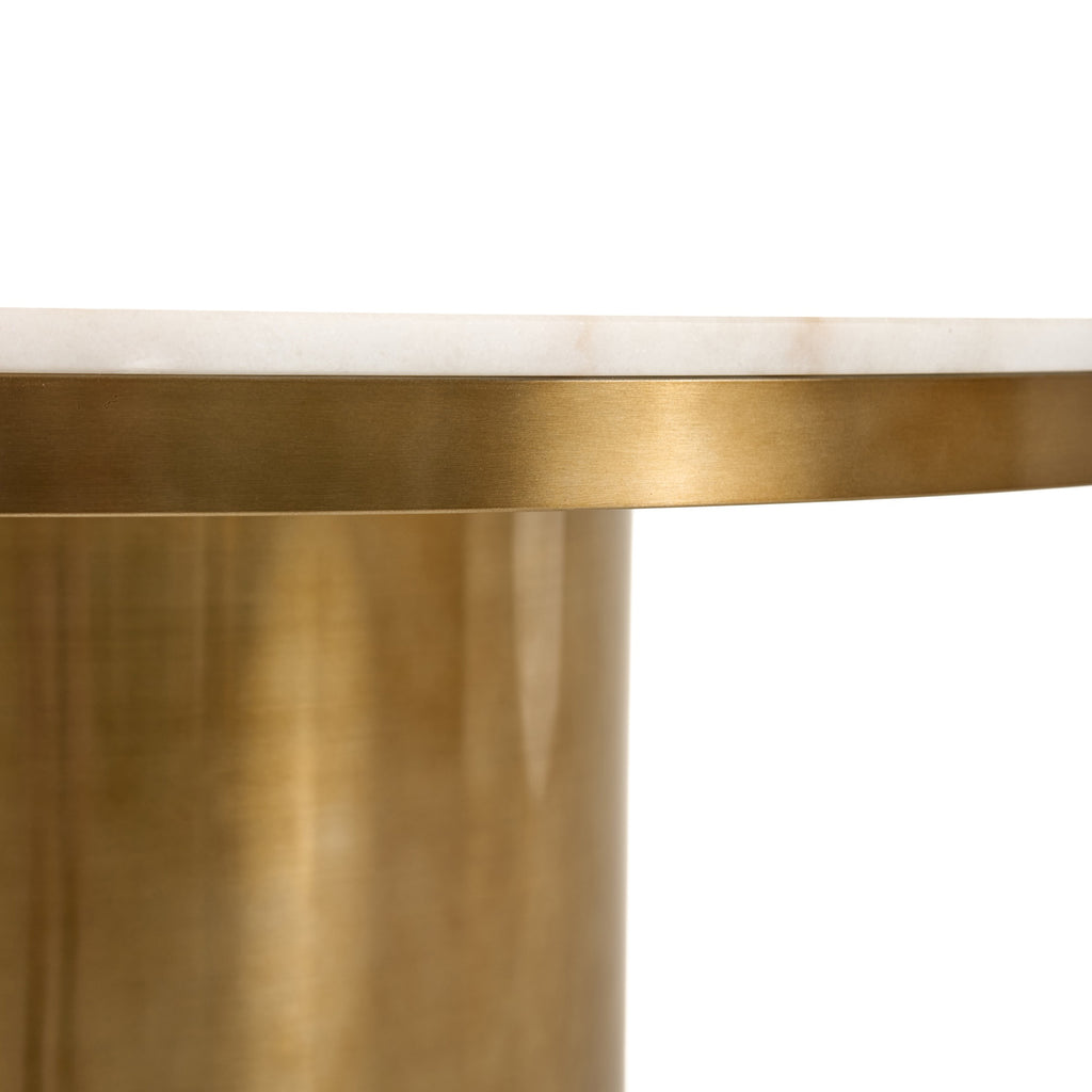 Rocky - Glam White Marble & Brush Gold Round Dining Table