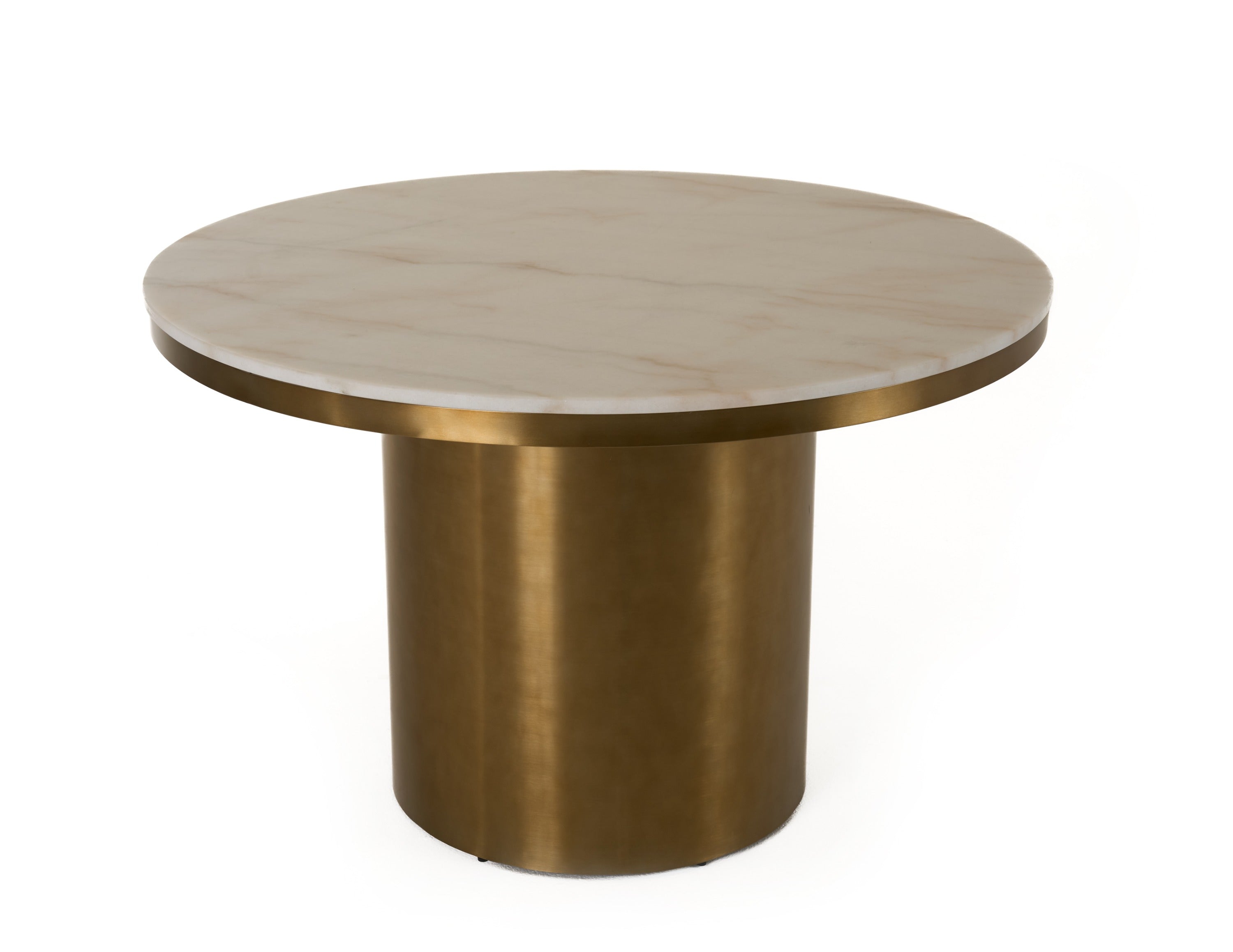 Rocky - Glam White Marble & Brush Gold Round Dining Table