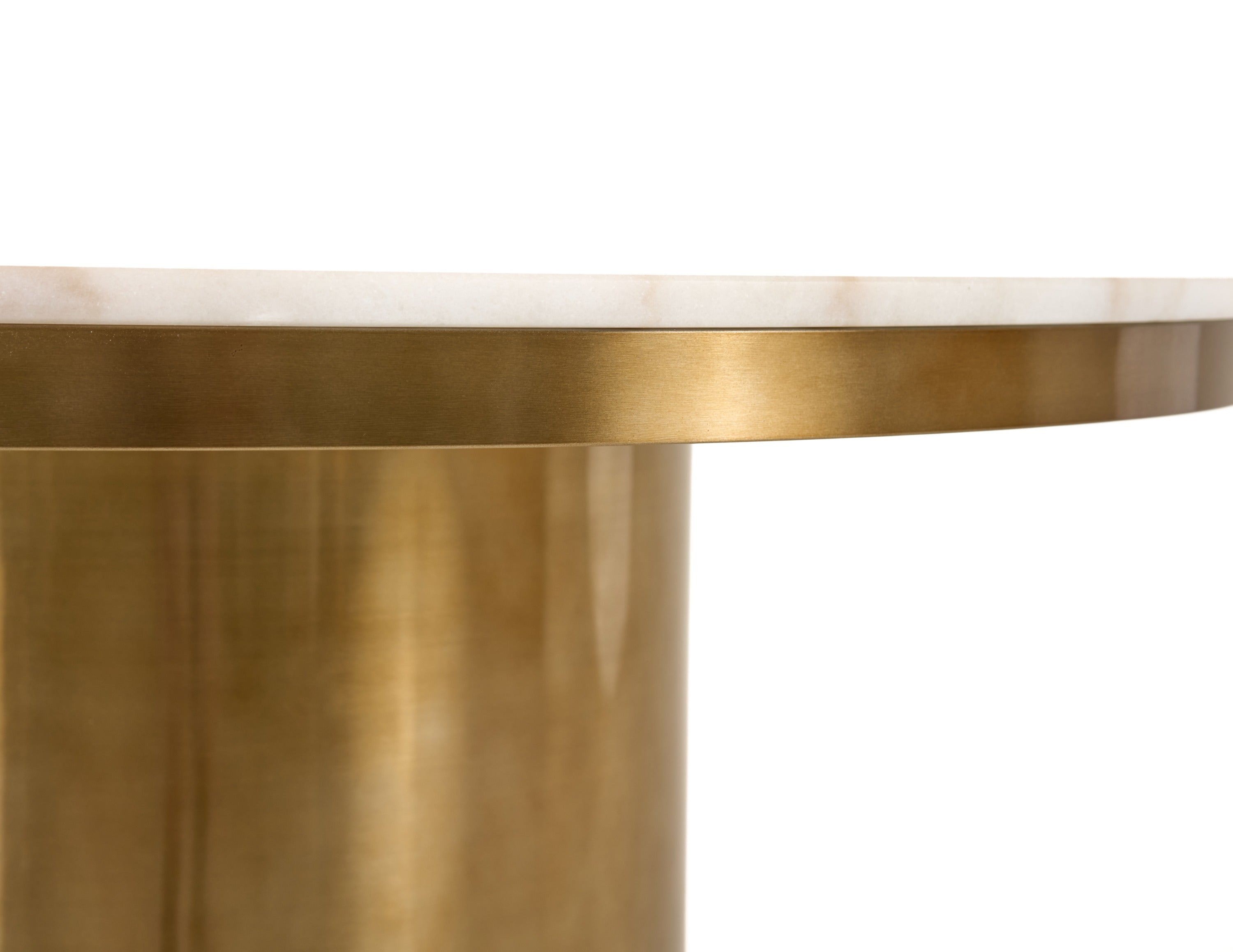 Rocky - Glam White Marble & Brush Gold Round Dining Table