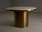 Rocky - Glam White Marble & Brush Gold Round Dining Table