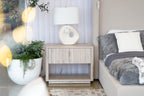 Roma - Modern Faux Travertine + Gold Nightstand