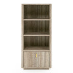 Roma - Modern Faux Travertine + Gold Bookcase