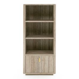 Roma - Modern Faux Travertine + Gold Bookcase