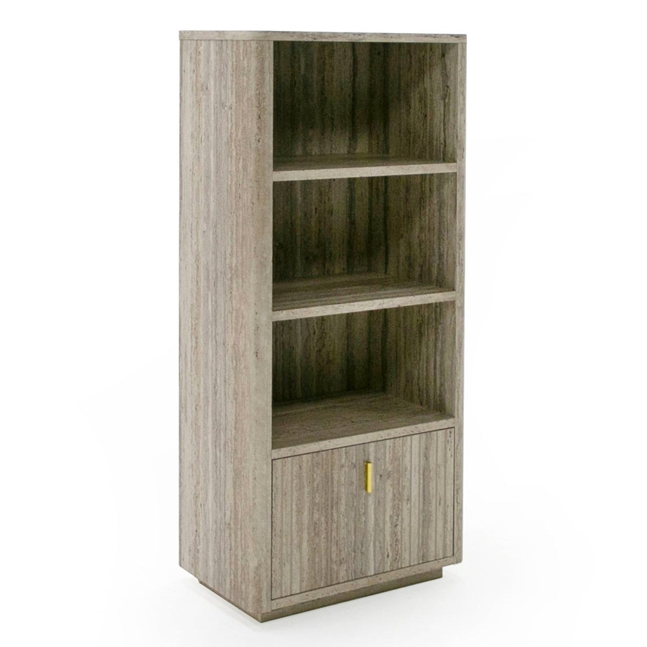 Roma - Modern Faux Travertine + Gold Bookcase