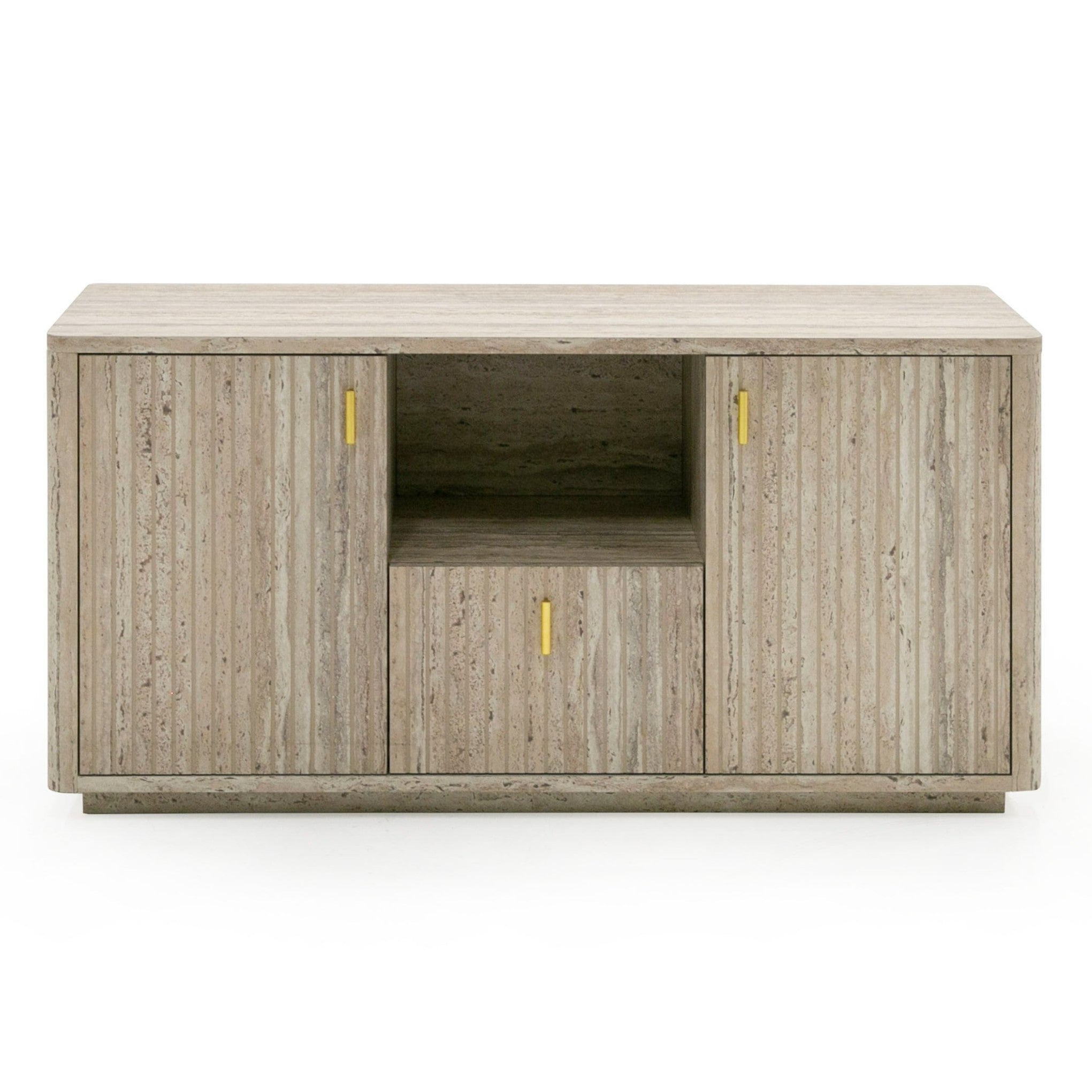 Roma - Modern Faux Travertine + Gold File Cabinet
