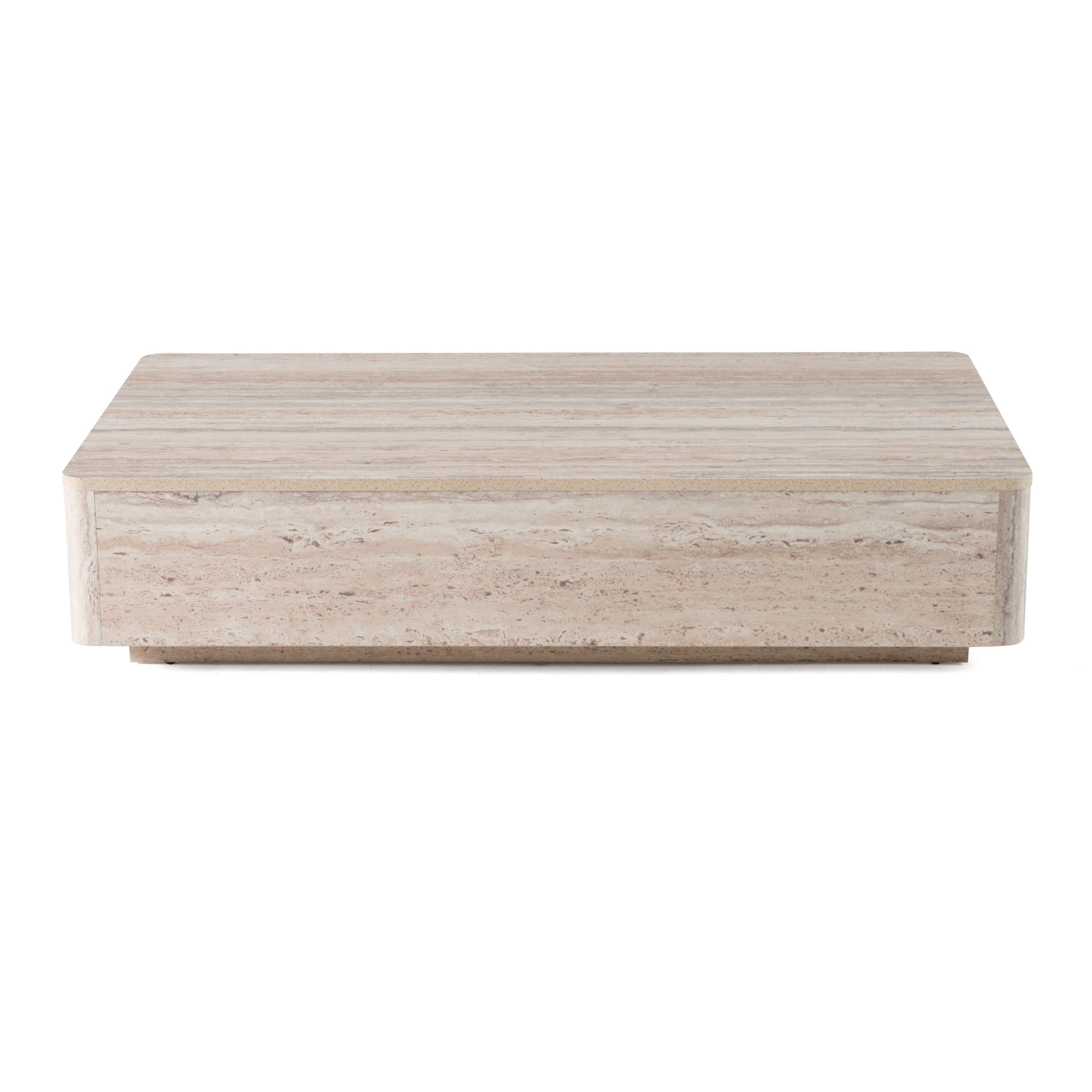Roma - Modern Faux Travertine Rectangular Coffee Table