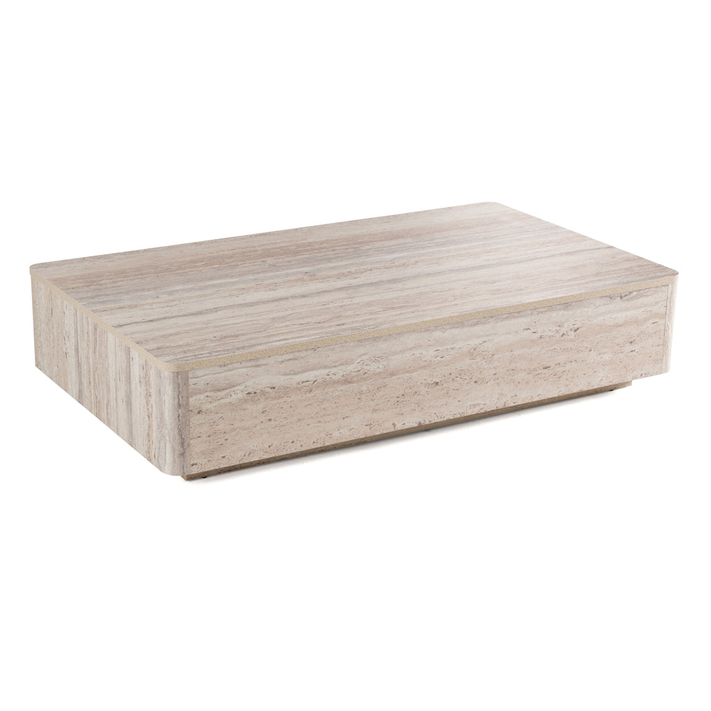 Roma - Modern Faux Travertine Rectangular Coffee Table