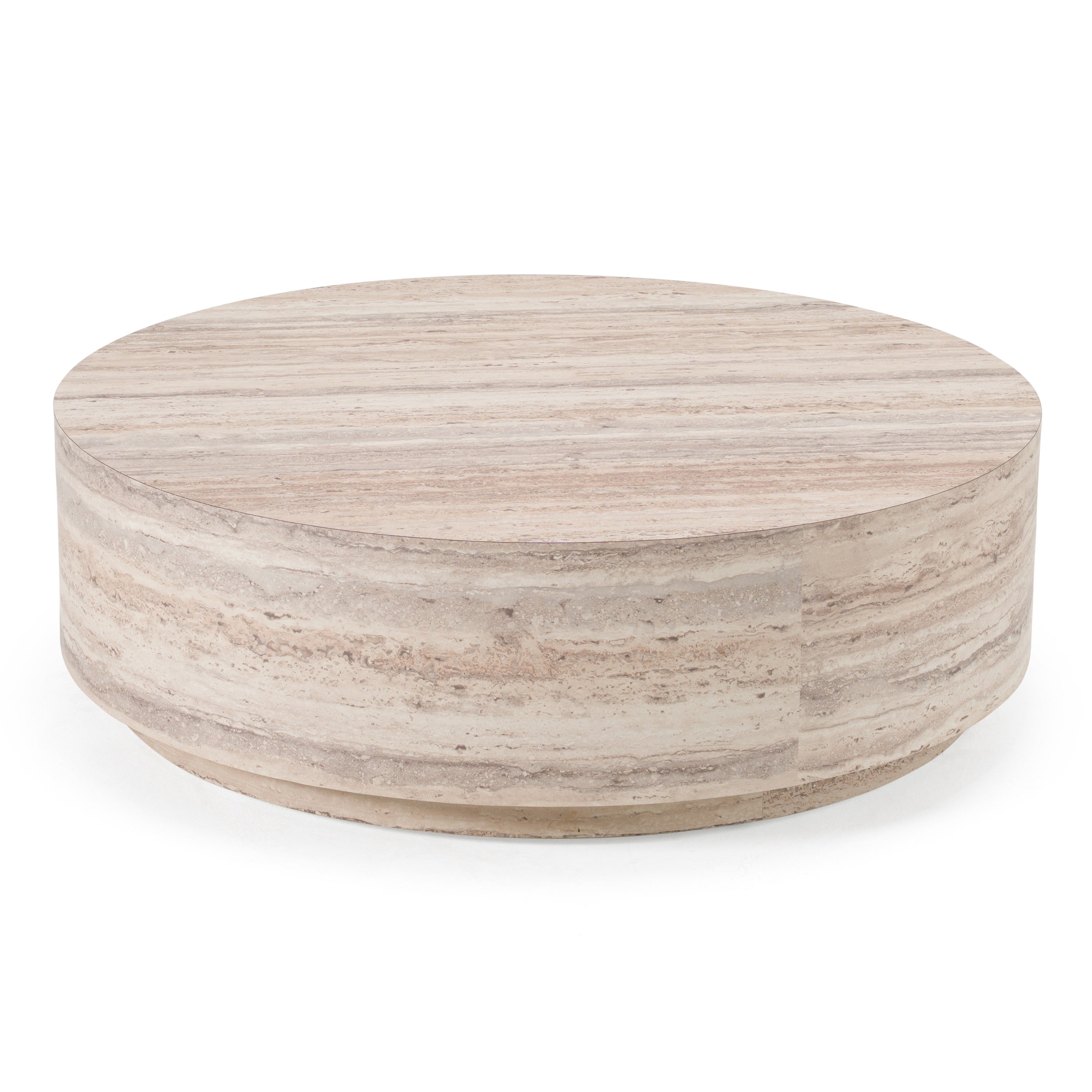 Roma - Modern Faux Travertine Round Coffee Table