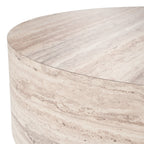 Roma - Modern Faux Travertine Round Coffee Table