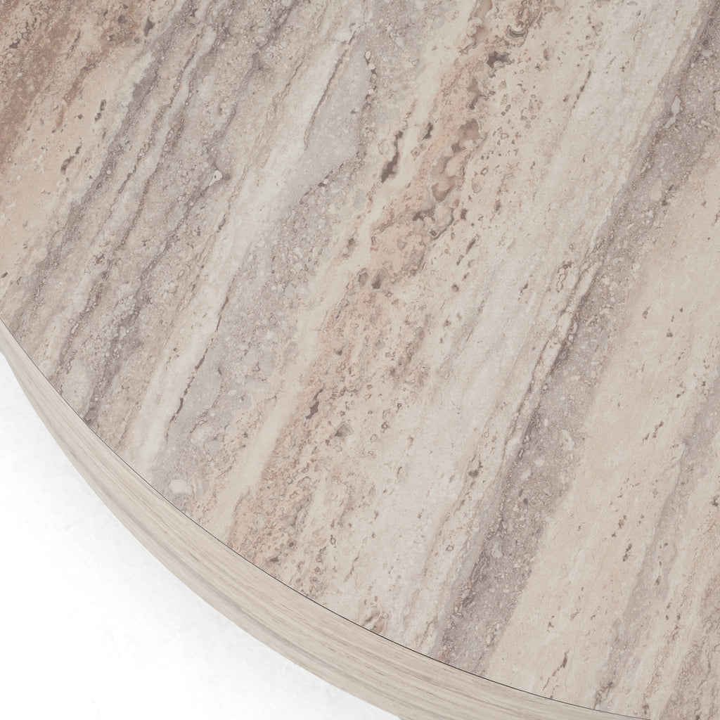Roma - Modern Faux Travertine Round Coffee Table