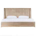 Eastern King Roma - Modern Taupe Microfiber Upholstered Bed - Modern Taupe Microfiber Upholstered Bed