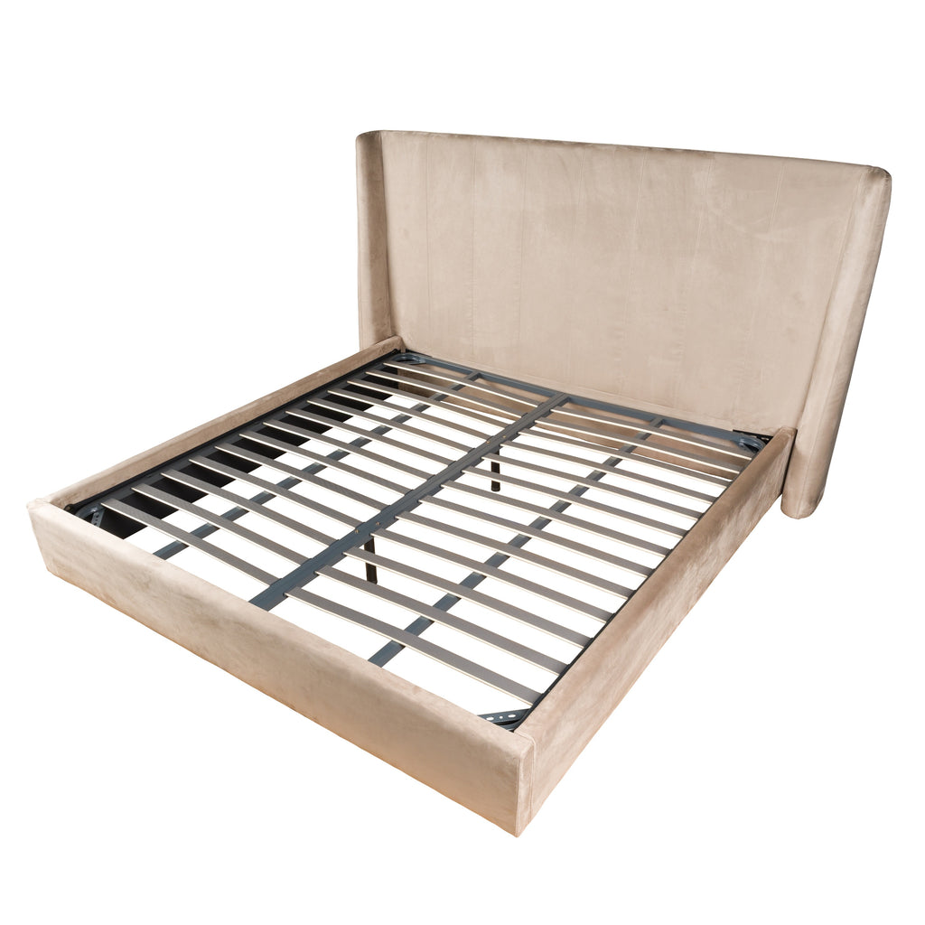 Eastern King Roma - Modern Taupe Microfiber Upholstered Bed - Modern Taupe Microfiber Upholstered Bed