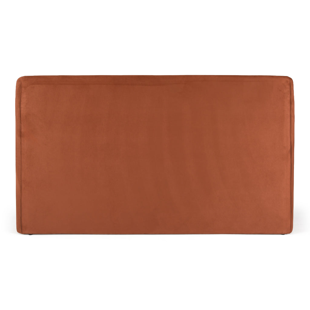Roma - Modern Burnt Orange Microfiber Upholstered Bed - Modern Burnt Orange Microfiber Upholstered Bed