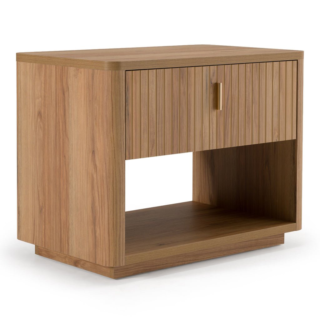 Emilio + Roma - Modern Beige Fabric + Oak 4-Piece Bedroom Set - Modern Beige Fabric + Oak 4 - Piece Bedroom Set