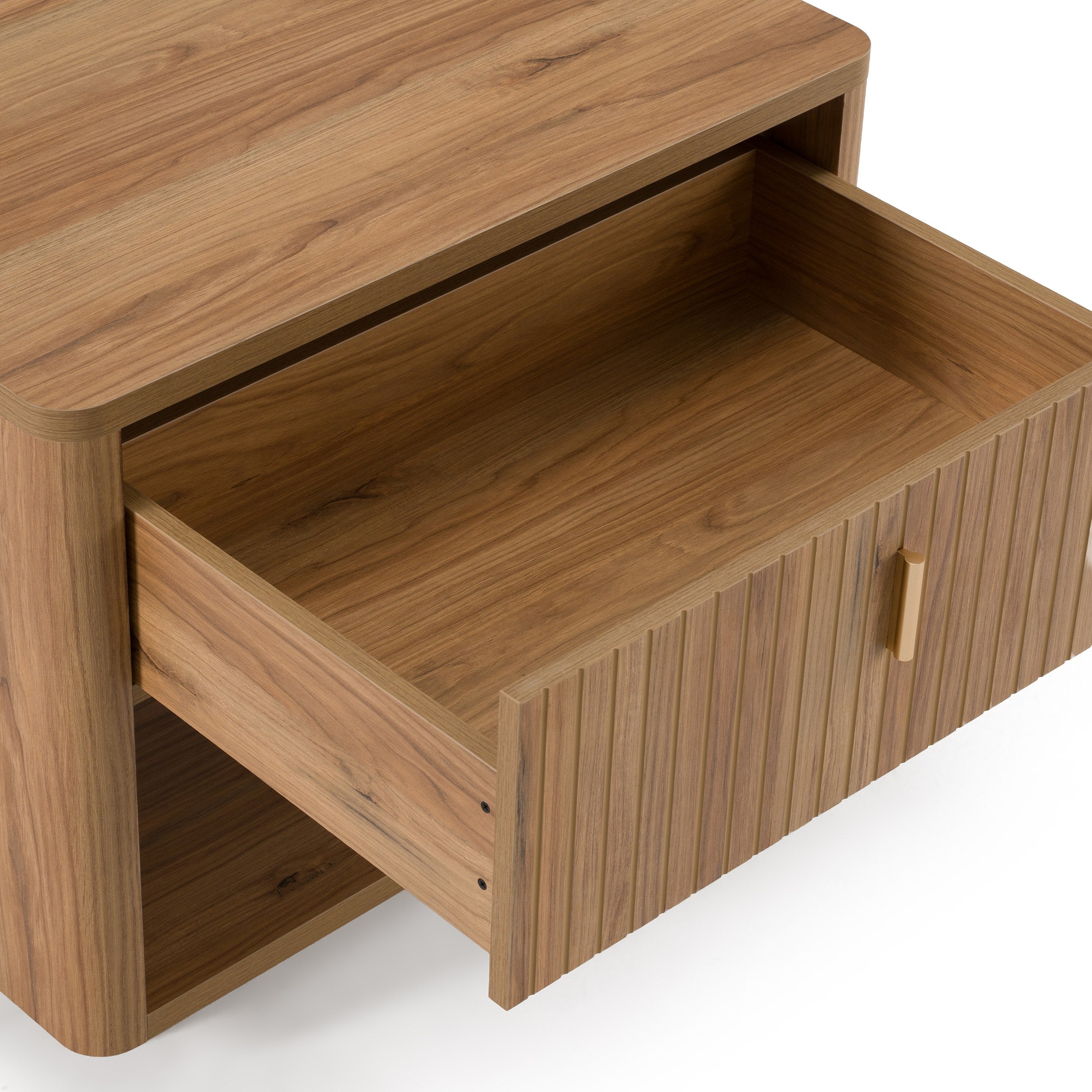 Roma - Modern Oak + Gold Nightstand