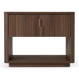 Roma - Modern Walnut + Gold Nightstand