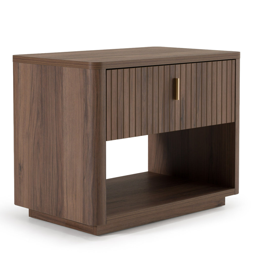 Kiro + Roma - Modern Tan Fabric + Walnut 4-Piece Bedroom Set - Modern Tan Fabric + Walnut 4 - Piece Bedroom Set