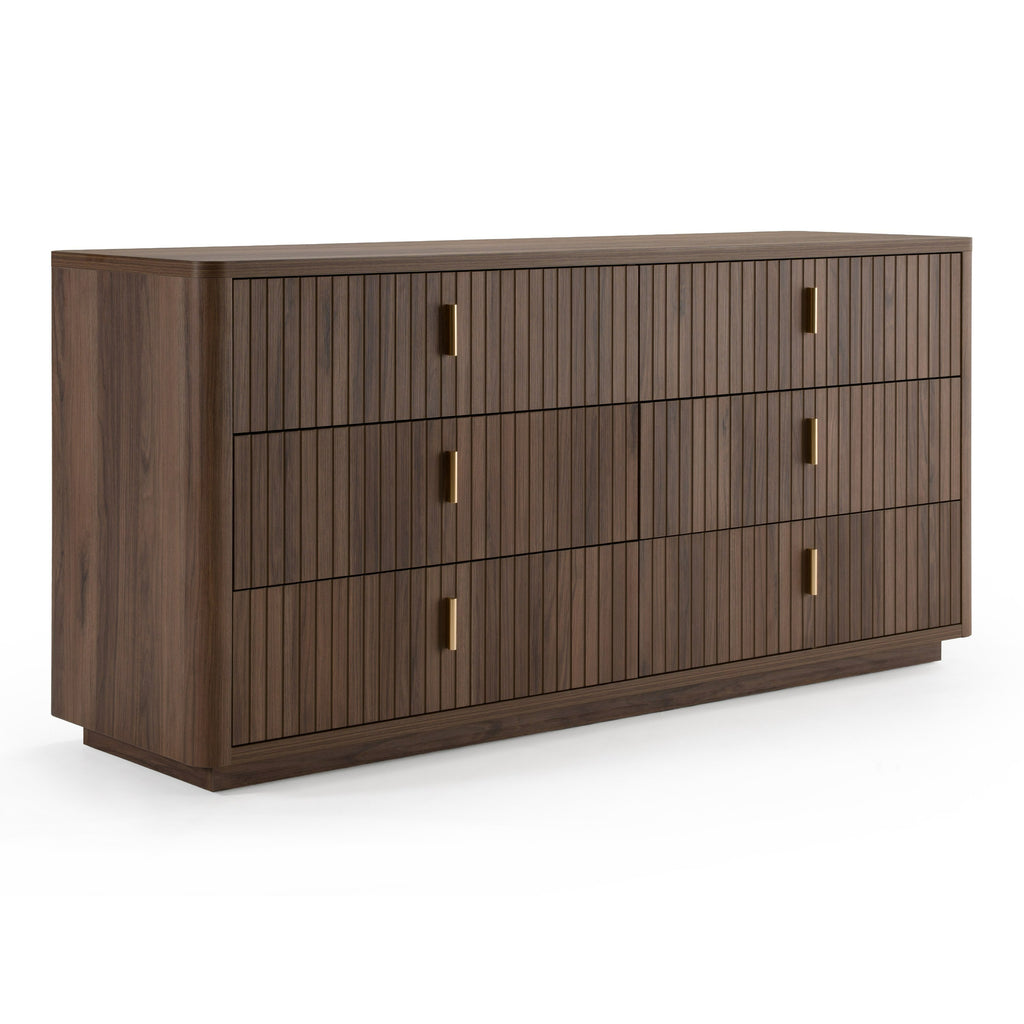 Kiro + Roma - Modern Tan Fabric + Walnut 4-Piece Bedroom Set - Modern Tan Fabric + Walnut 4 - Piece Bedroom Set