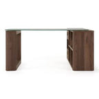 Roma - Modern Glass + Walnut Reversible Desk