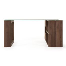 Roma - Modern Glass + Walnut Reversible Desk