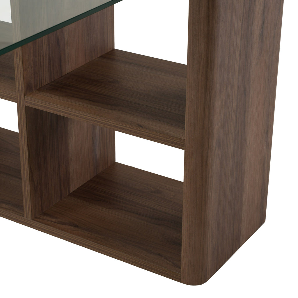 Roma - Modern Glass + Walnut Reversible Desk