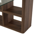 Roma - Modern Glass + Walnut Reversible Desk